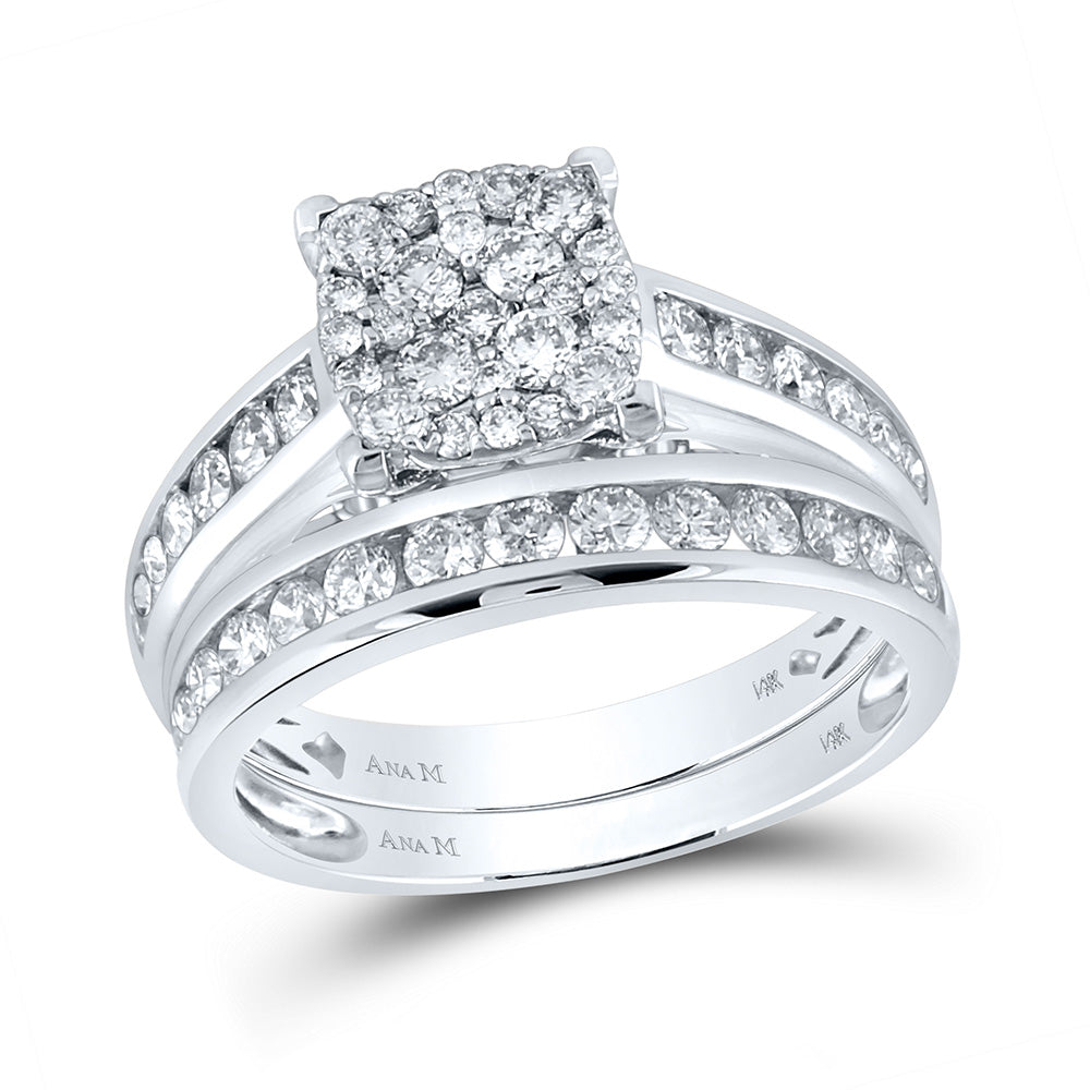 14K Yellow Or White Gold  His Hers Round Diamond Square Matching Wedding Set 1-3/4 Cttw, Womens Size: 5-10, Mens Size: 7-13