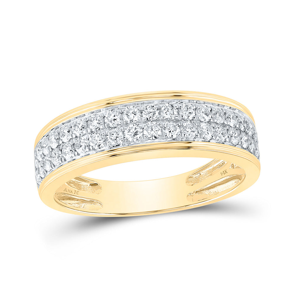 14K Yellow Gold  His Hers Round Diamond Cluster Matching Wedding Set 2-1/5 Cttw, Womens Size: 5-10, Mens Size: 7-13