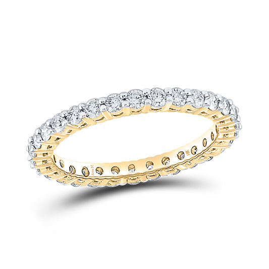 14K Yellow Gold Womens Round Diamond Eternity Wedding Band 1 Cttw, Womens Size: 5-10