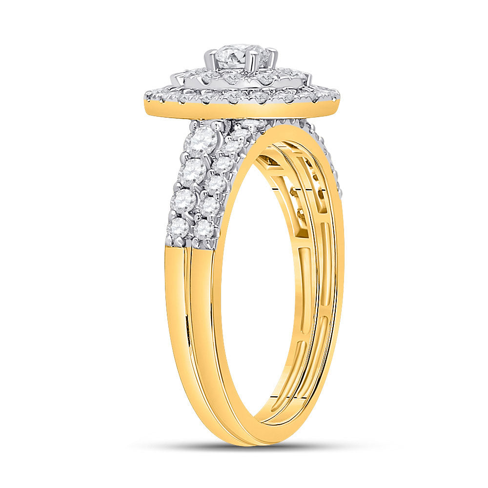 10K Yellow Gold Round Diamond Bridal Wedding Ring Band Set 1 Cttw, Womens Size: 5-10