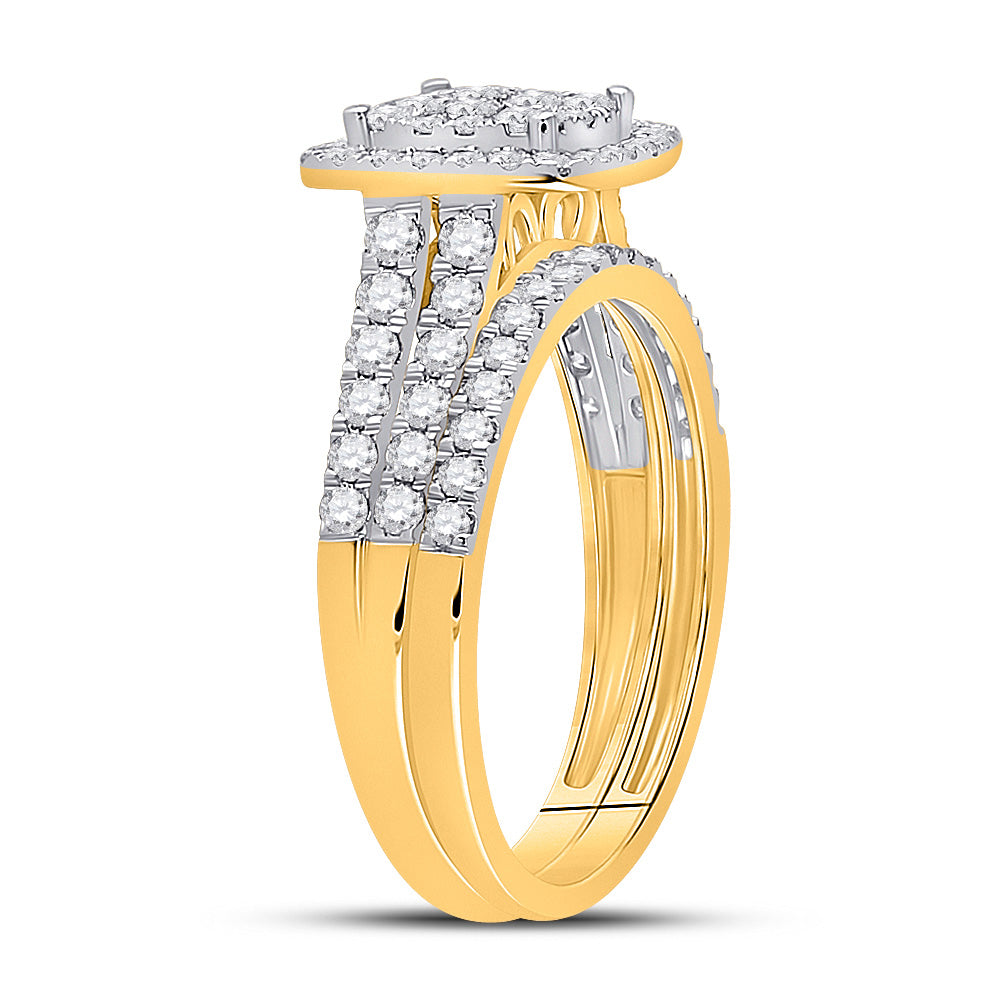 10K Yellow Gold Round Diamond Bridal Wedding Ring Band Set 1 Cttw, Womens Size: 5-10