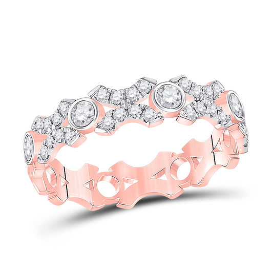 10K Rose Gold Womens Round Diamond XOXO Stackable Band Ring 1/2 Cttw, Womens Size: 5-10