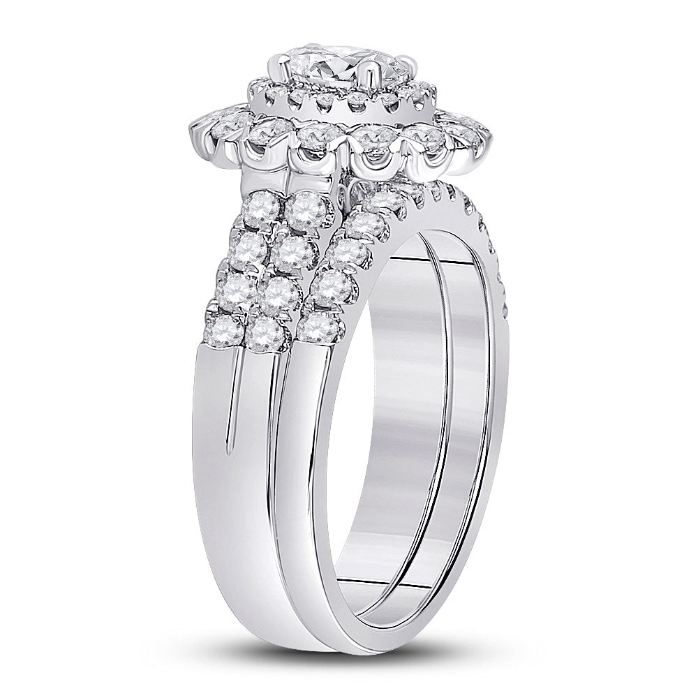 14K White Gold Oval Diamond Bridal Wedding Ring Band Set 1-7/8 Cttw, Womens Size: 5-10