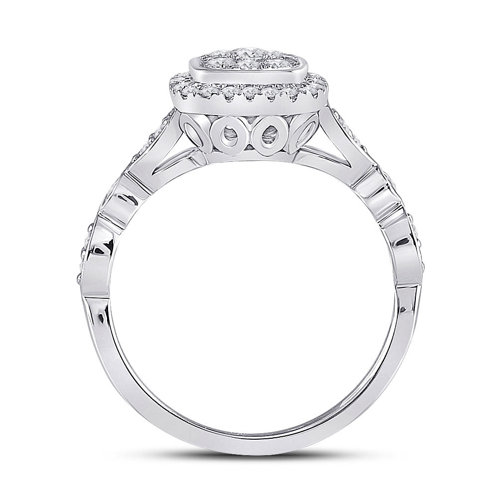 14K White Gold Womens Round Diamond Square Cluster Ring 1/2 Cttw, Womens Size: 5-10