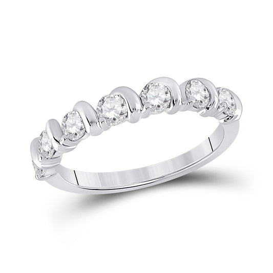 14K White Gold Womens Round Diamond Band Ring 3/4 Cttw, Womens Size: 5-10