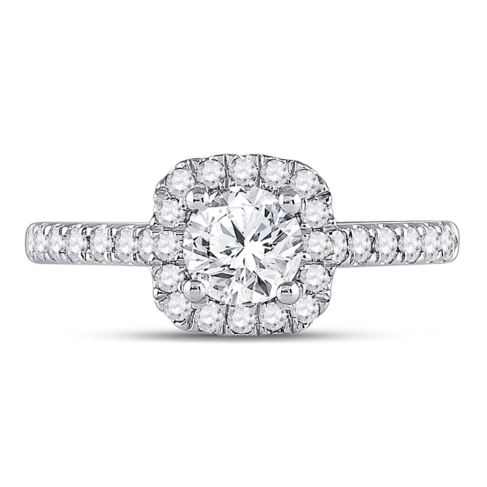 14K White Gold Round Diamond Halo Bridal Wedding Engagement Ring 1-1/3 Cttw, Womens Size: 5-10