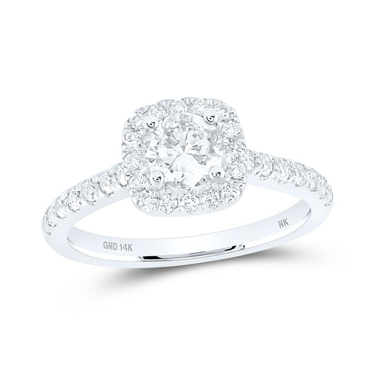 14K White Gold Round Diamond Halo Bridal Wedding Engagement Ring 1-1/3 Cttw, Womens Size: 5-10