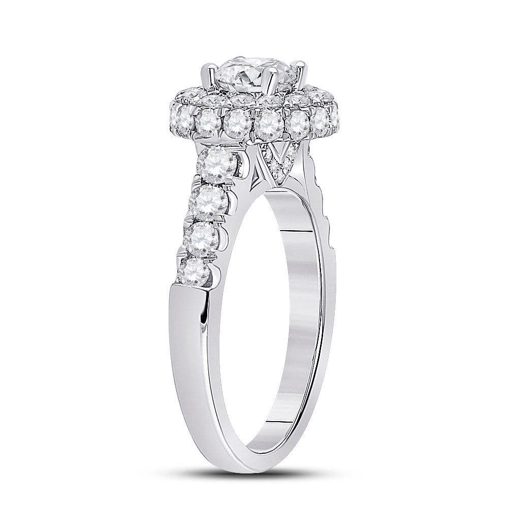 14K White Gold Round Diamond Solitaire Bridal Wedding Engagement Ring 2-1/5 Cttw, Womens Size: 5-10