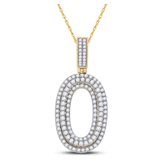 10K Yellow Gold Mens Round Diamond Number Charm Pendant