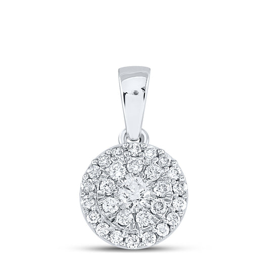 10K White Gold Womens Round Diamond Cluster Pendant 1/4 Cttw