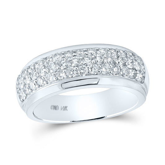 14K Yellow Or White Gold  Mens Round Diamond Pave Band Ring 1-1/2 Cttw, Mens Size: 7-13