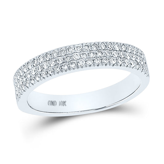 10K White Gold Womens Round Diamond Pave Band Ring 1/2 Cttw, Womens Size: 5-10