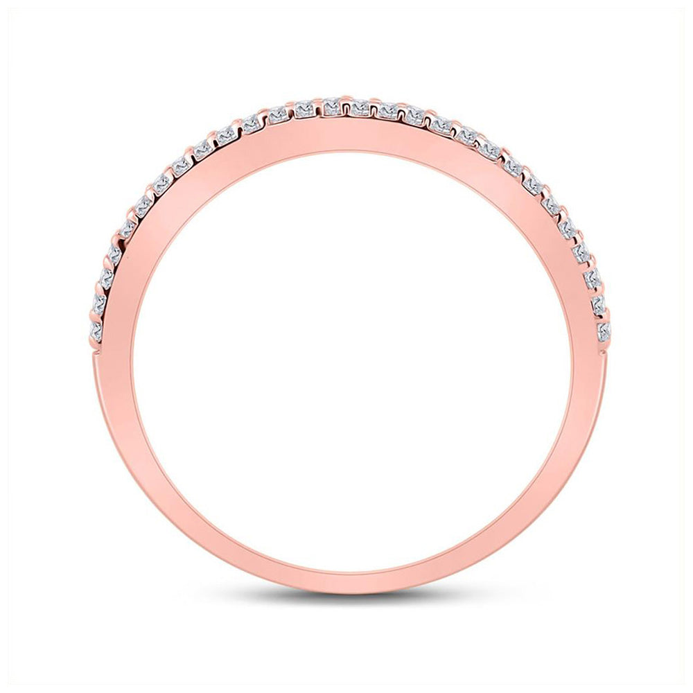 10K Rose Gold Womens Round Diamond Heart Band Ring 1/6 Cttw, Womens Size: 5-10