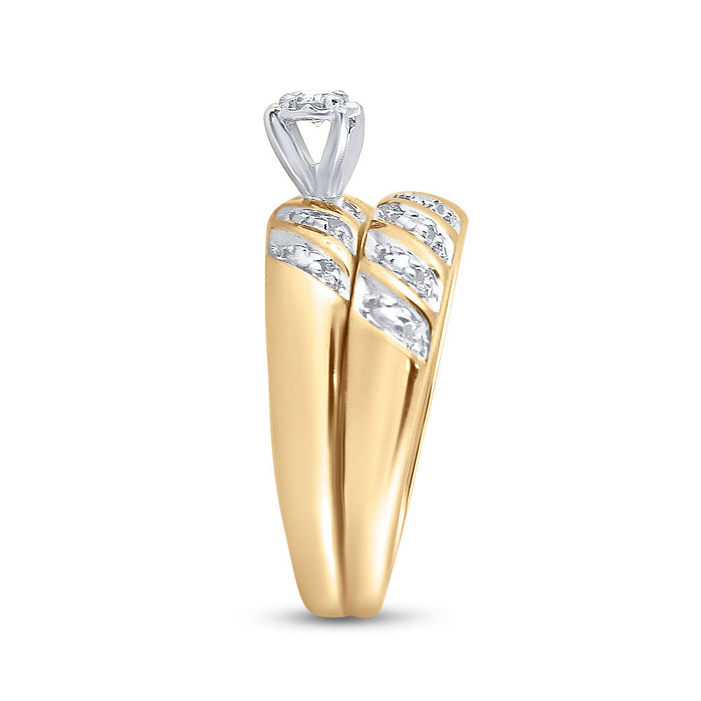 10K White Or Yellow Gold His Hers Round Diamond Solitaire Matching Wedding Set , Womens Size: 5-10, Mens Size: 7-13