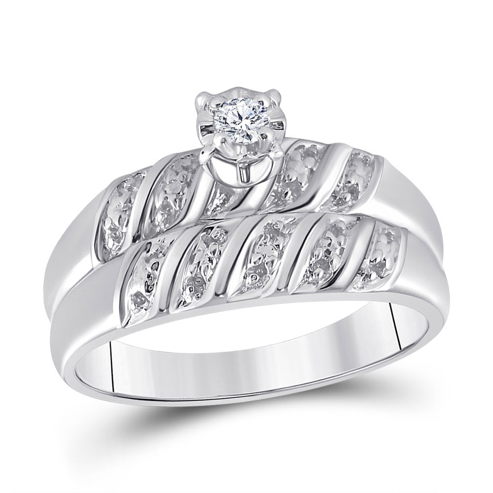 10K White Or Yellow Gold His Hers Round Diamond Solitaire Matching Wedding Set , Womens Size: 5-10, Mens Size: 7-13