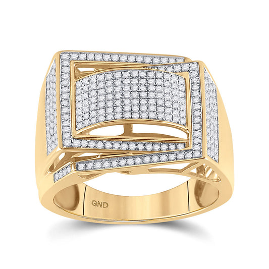 10K Yellow Gold Mens Round Diamond Domed Fashion Ring 3/4 Cttw, Mens Size: 7-13