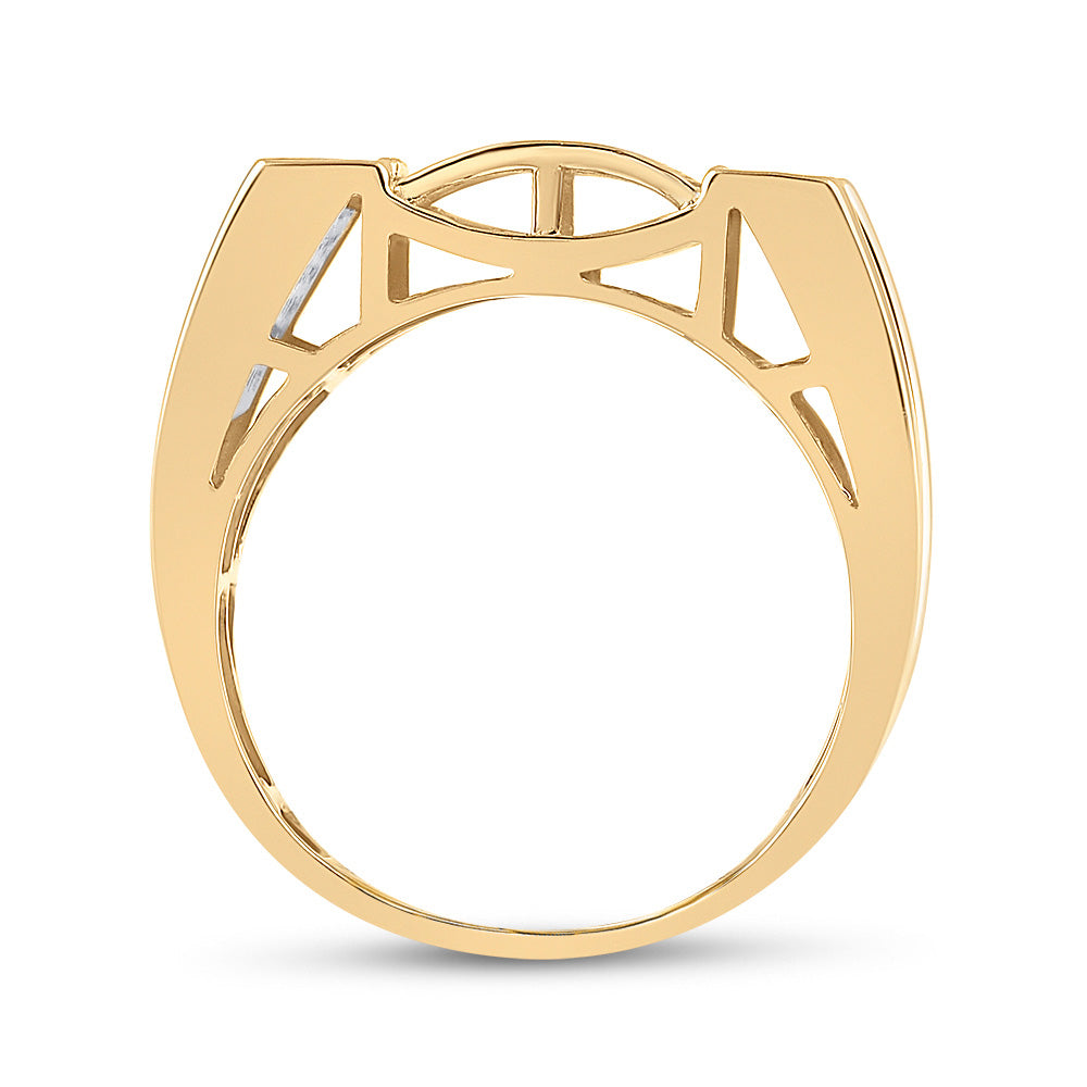 10K Yellow Gold Mens Round Diamond Band Ring 5/8 Cttw, Mens Size: 7-13