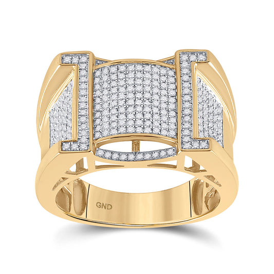 10K Yellow Gold Mens Round Diamond Band Ring 5/8 Cttw, Mens Size: 7-13
