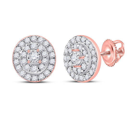 10K Yellow Or White Or Rose Gold Womens Round Diamond Oval Earrings