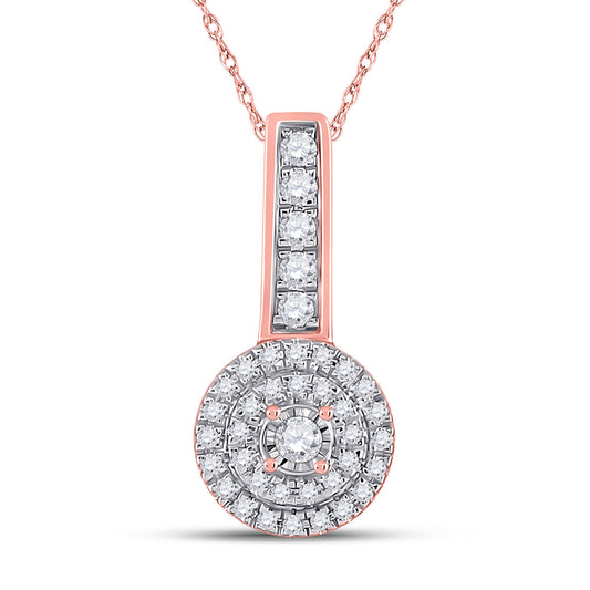 10K Yellow Or Rose Gold Womens Round Diamond Circle Pendant