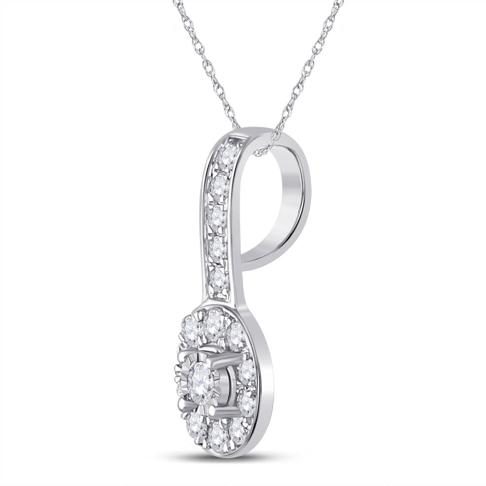 10K Yellow Or White Or Rose Gold Womens Round Diamond Oval Pendant