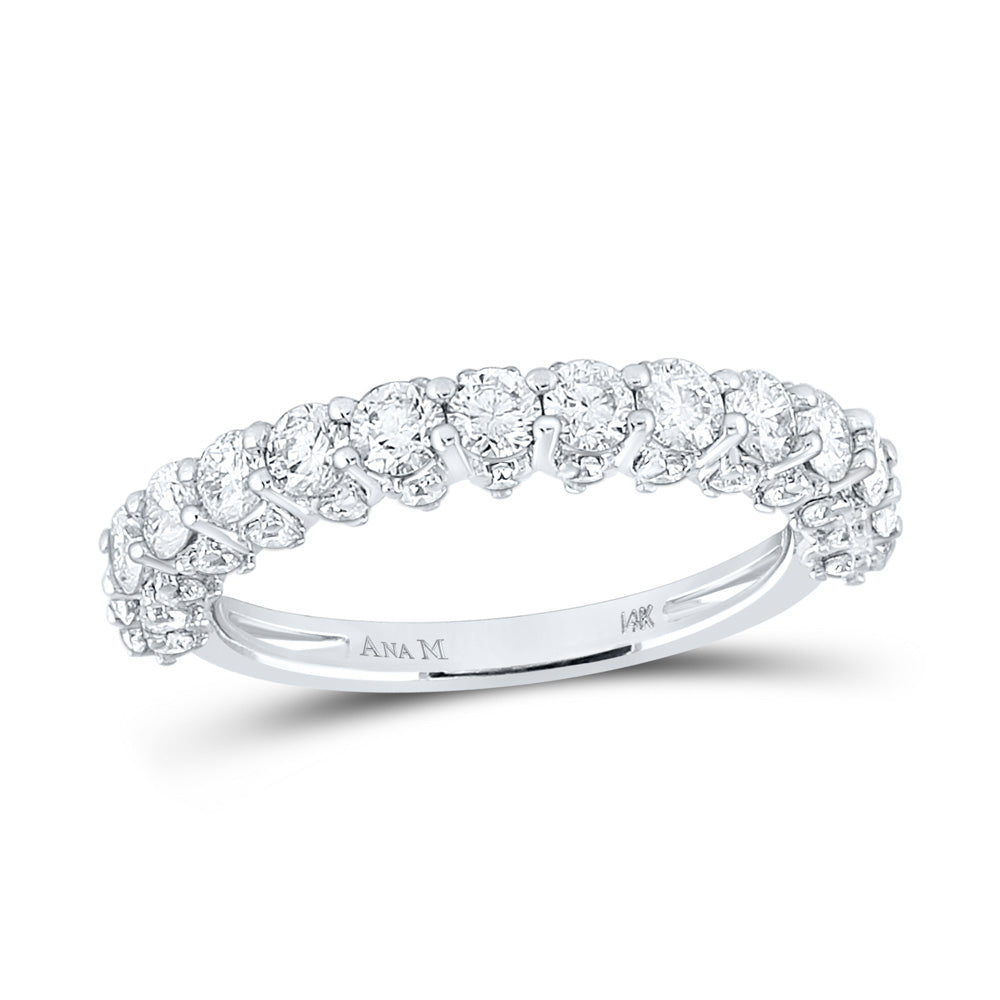 14K White Gold Womens Round Diamond Single Row Band Ring 1-5/8 Cttw, Womens Size: 5-10
