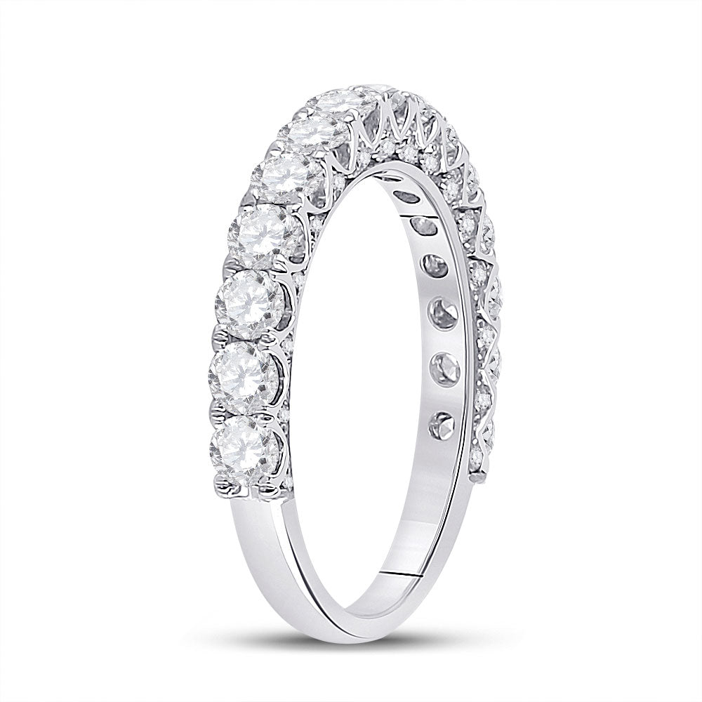 14K White Gold Womens Round Diamond Single Row Band Ring 1-1/2 Cttw, Womens Size: 5-10