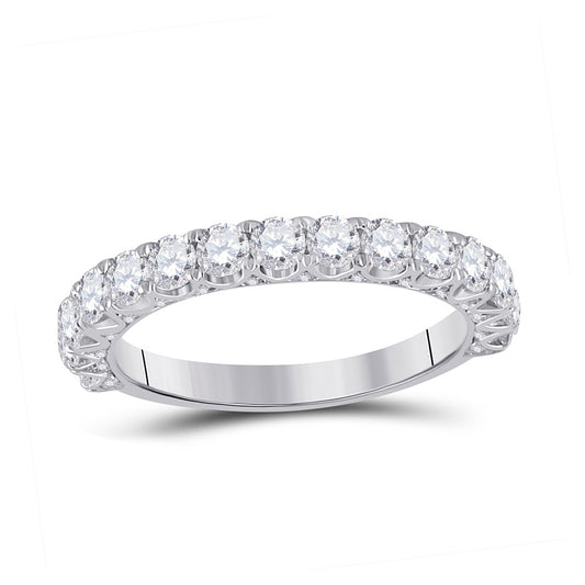 14K White Gold Womens Round Diamond Single Row Band Ring 1-1/2 Cttw, Womens Size: 5-10