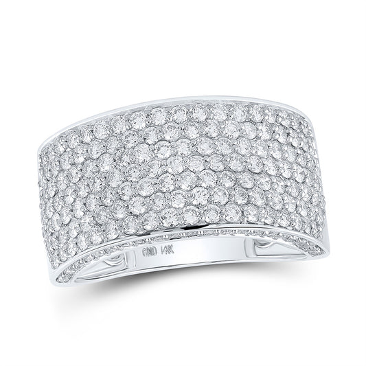 14K Yellow Or White Gold  Mens Round Diamond Pave Band Ring 3-1/5 Cttw, Mens Size: 7-13