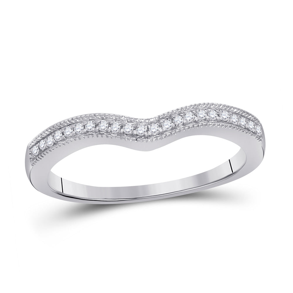 14K White Gold Womens Round Diamond Enhancer Wedding Band 1/12 Cttw, Womens Size: 5-10