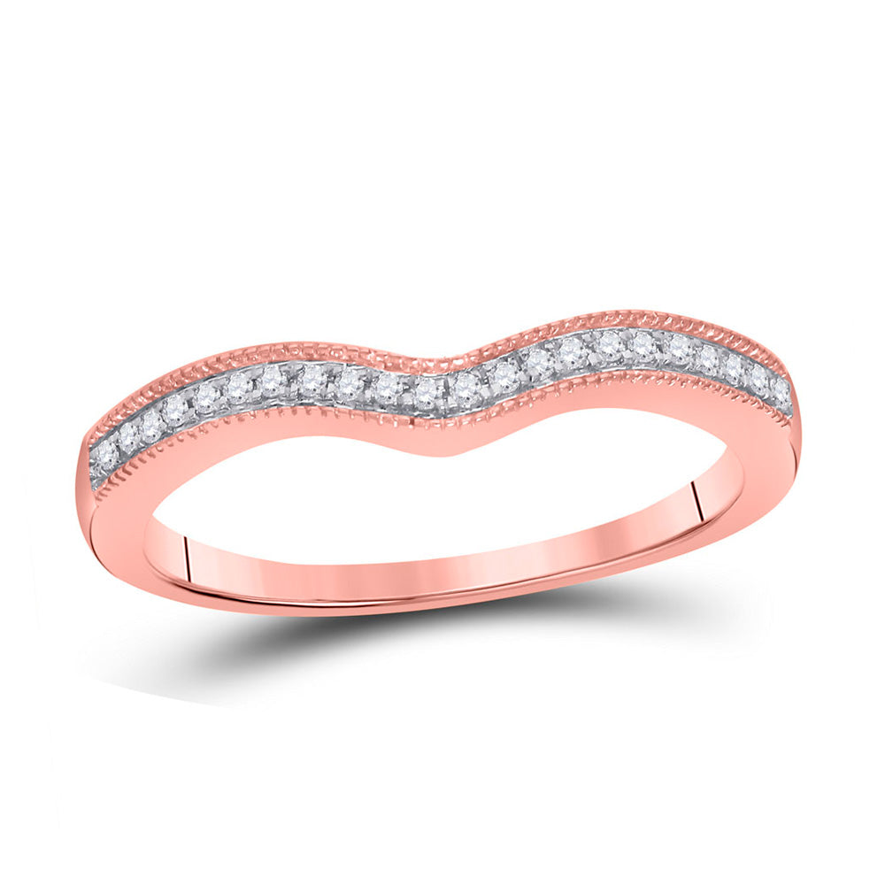 14K Rose Gold Womens Round Diamond Enhancer Wedding Band 1/12 Cttw, Womens Size: 5-10