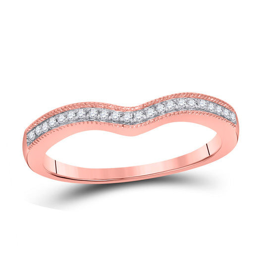 14K Rose Gold Womens Round Diamond Enhancer Wedding Band 1/12 Cttw, Womens Size: 5-10