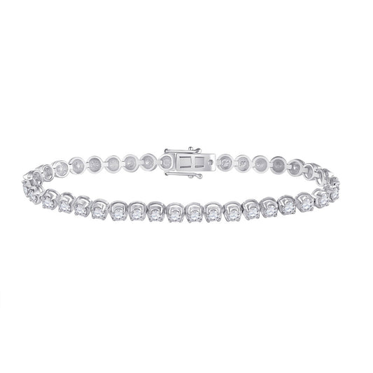 14K White Gold Womens Round Diamond Studded Tennis Bracelet 5 Cttw