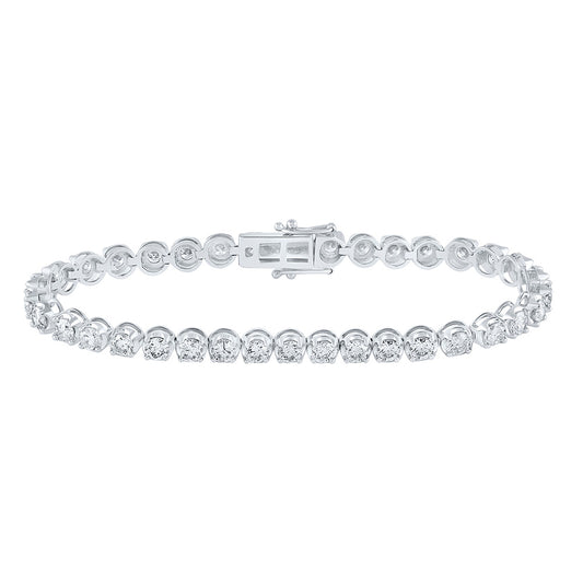 14K White Gold Womens Round Diamond Tennis Bracelet 6 Cttw