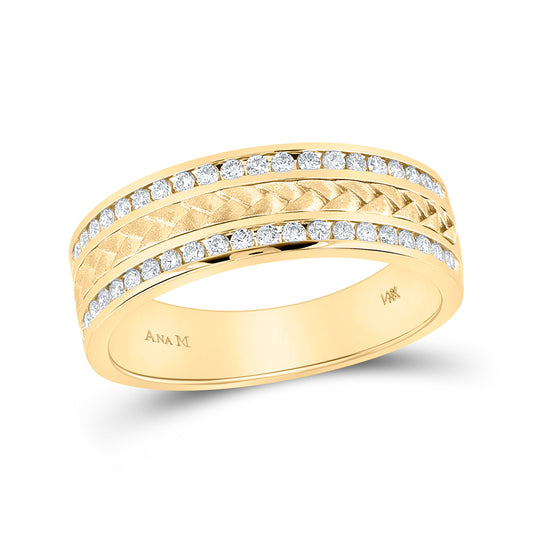 14K Yellow Gold Mens Round Diamond Wedding Braided Band Ring 1/2 Cttw, Mens Size: 7-13
