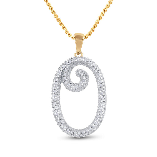 10K Yellow Gold Womens Round Diamond Initial Letter Pendant