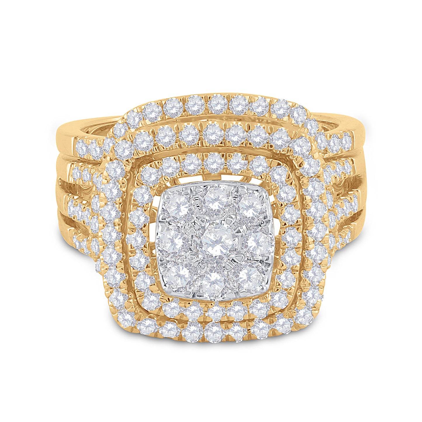 14K Yellow Or White Gold  Round Diamond Bridal Wedding Ring Band Set 1-1/2 Cttw, Womens Size: 5-10