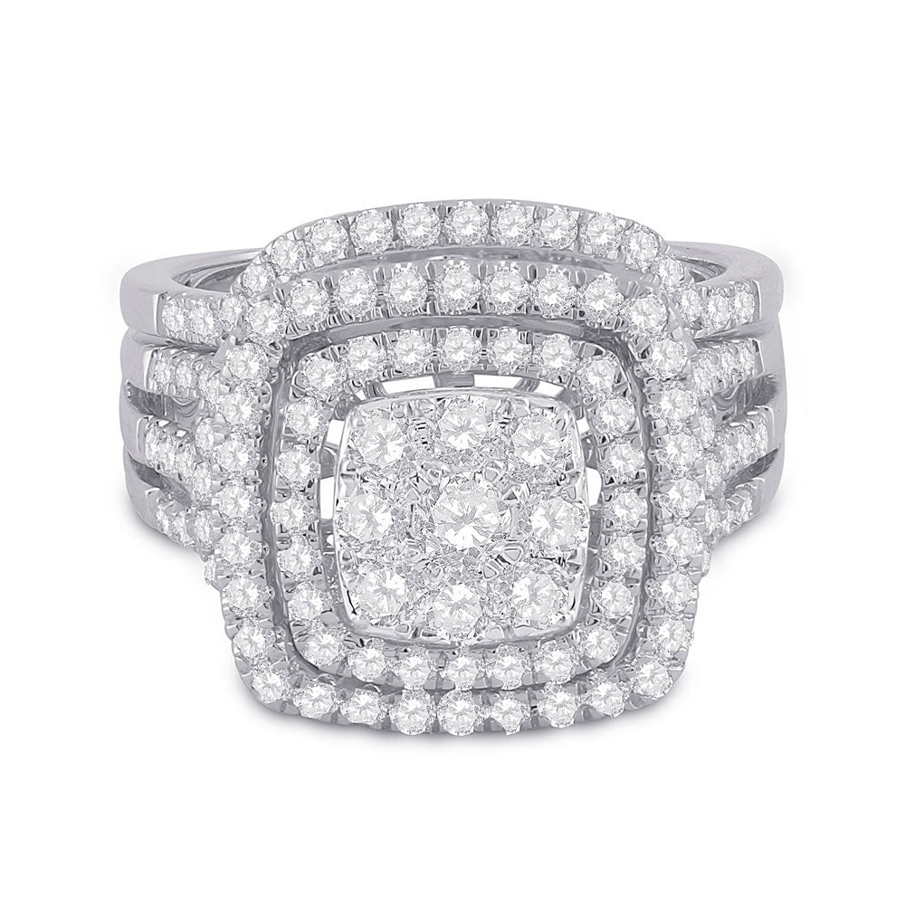 14K Yellow Or White Gold  Round Diamond Bridal Wedding Ring Band Set 1-1/2 Cttw, Womens Size: 5-10