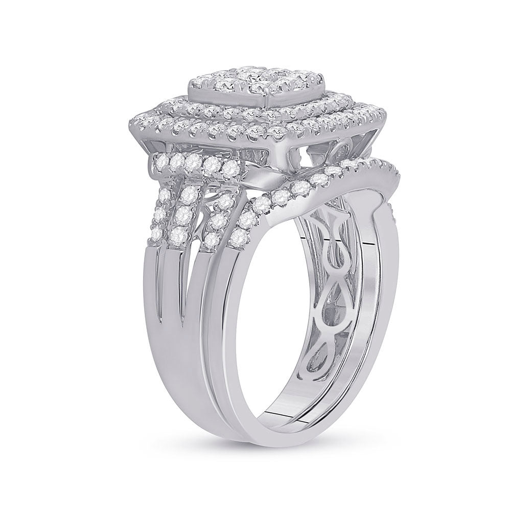 14K Yellow Or White Gold  Round Diamond Bridal Wedding Ring Band Set 1-1/2 Cttw, Womens Size: 5-10