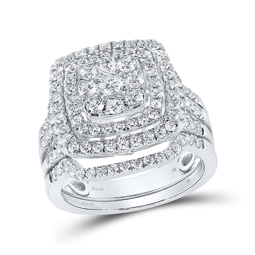 14K Yellow Or White Gold  Round Diamond Bridal Wedding Ring Band Set 1-1/2 Cttw, Womens Size: 5-10