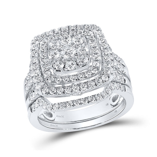14K Yellow Or White Gold  Round Diamond Bridal Wedding Ring Band Set 1-1/2 Cttw, Womens Size: 5-10