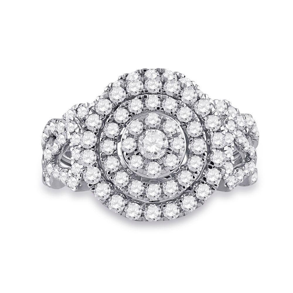 14K White Gold Round Diamond Bridal Wedding Ring Band Set 1-1/3 Cttw, Womens Size: 5-10