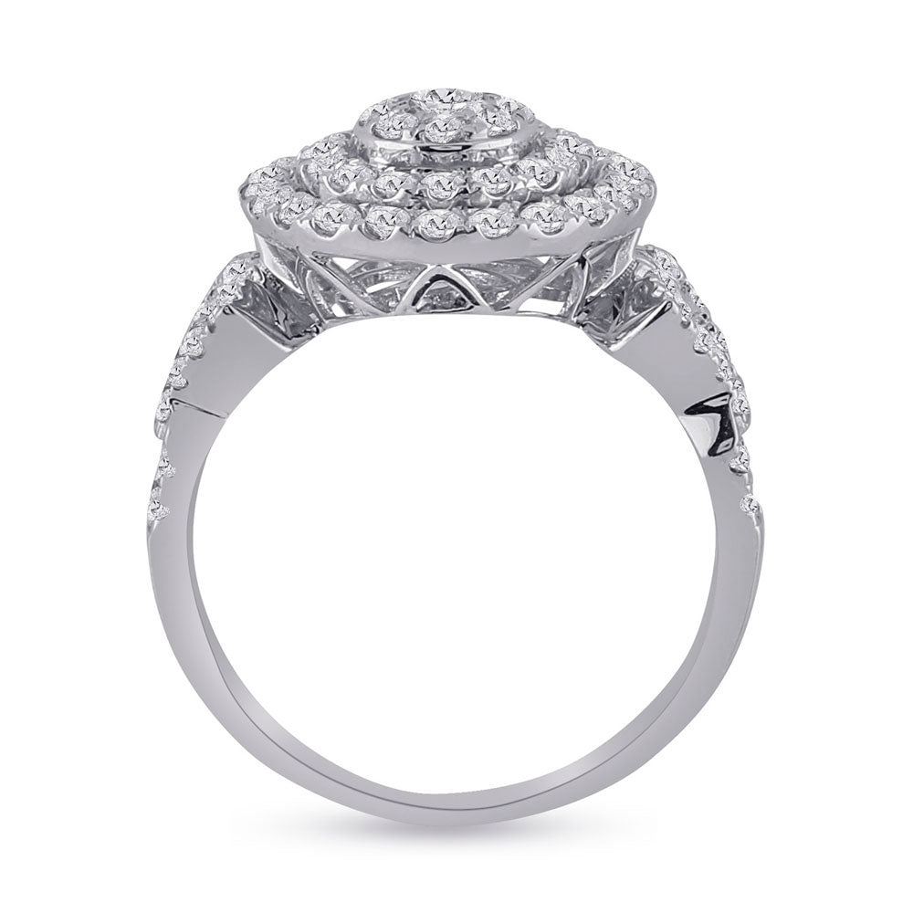 14K White Gold Round Diamond Bridal Wedding Ring Band Set 1-1/3 Cttw, Womens Size: 5-10