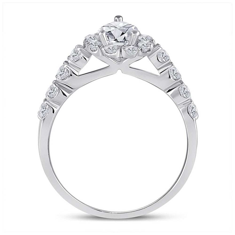14K White Gold Oval Diamond Bridal Wedding Ring Band Set 2 Cttw, Womens Size: 5-10