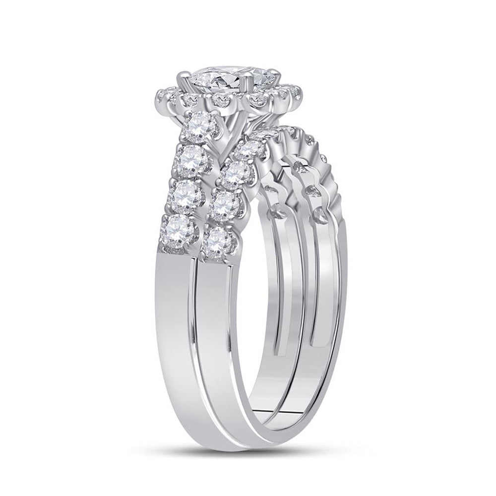 14K White Gold Oval Diamond Bridal Wedding Ring Band Set 2 Cttw, Womens Size: 5-10