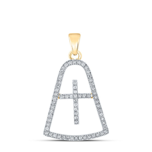 10K Yellow Gold Womens Round Diamond Cross Pendant 1/5 Cttw