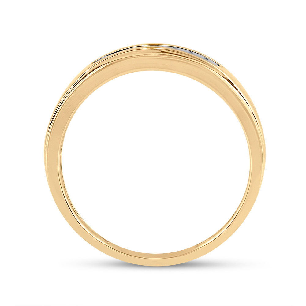 10K Yellow Gold Mens Round Diamond Wedding Band Ring 1/12 Cttw, Mens Size: 7-13