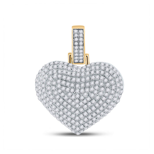 10K Yellow Gold Mens Round Diamond Heart Charm Pendant 3/4 Cttw, Length: 1 In, Width: 0.75 In