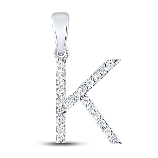 10K White Or Yellow Gold Womens Round Diamond K Initial Letter Pendant