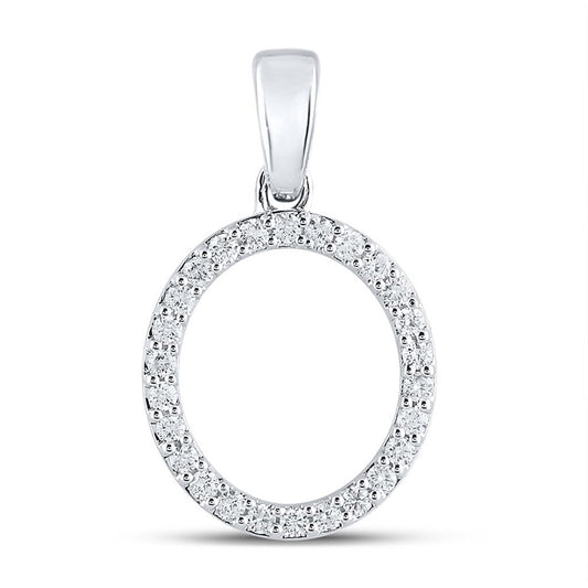 10K White Or Yellow Gold Womens Round Diamond O Initial Letter Pendant